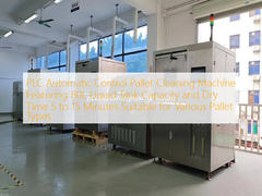 Macchina di pulizia dei pallet a controllo automatico PLC con capacità di serbatoio liquido di 80L e tempo di asciugatura da 5 a 15 minuti adatta a vari tipi di pallet